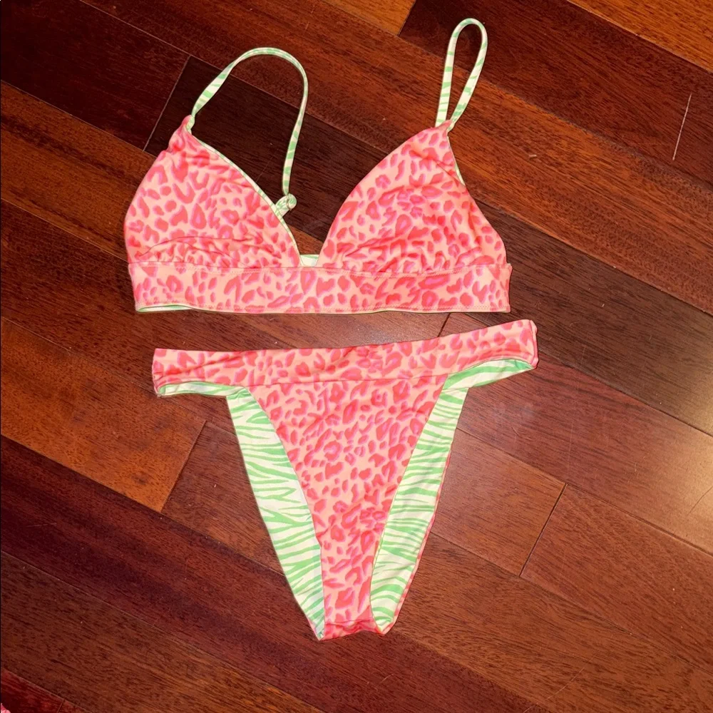 Billabong Green and Pink Zebra Bikini - Picture 4 of 4